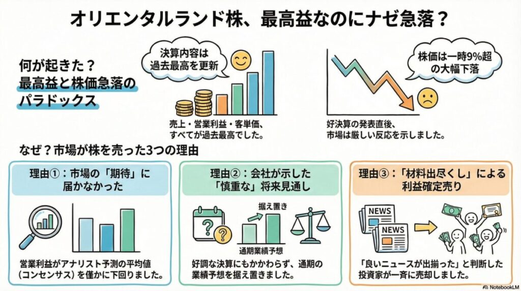 図解『オリエンタルランド株価が急落！最高益でもなぜ？今後の見通しを解説』
