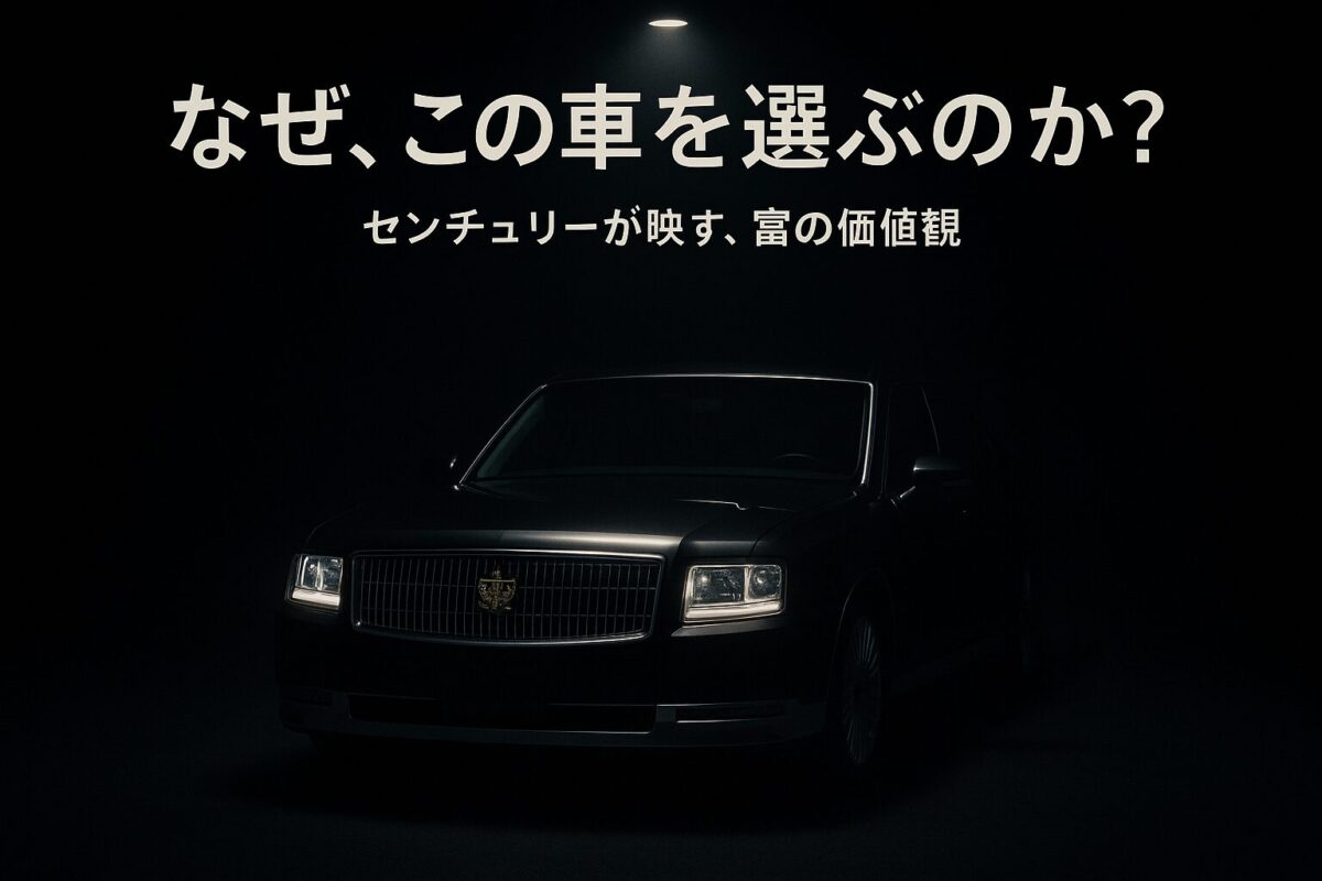 スポットライトを浴びる新型トヨタ センチュリーSUVと、手前に並んだ5つの鍵。「この鍵は、誰の手に。」というテキストが、この車に乗るべき5つの人物像を暗示する。