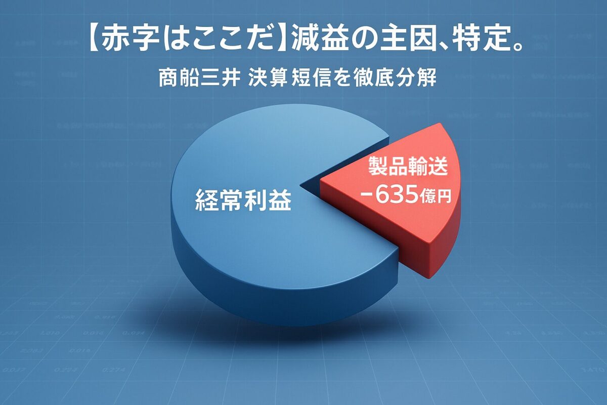 商船三井の決算短信のセグメント別利益を示す円グラフ。この記事のテーマである「商船三井 決算短信 減益 下方修正」の原因を象徴する一枚。