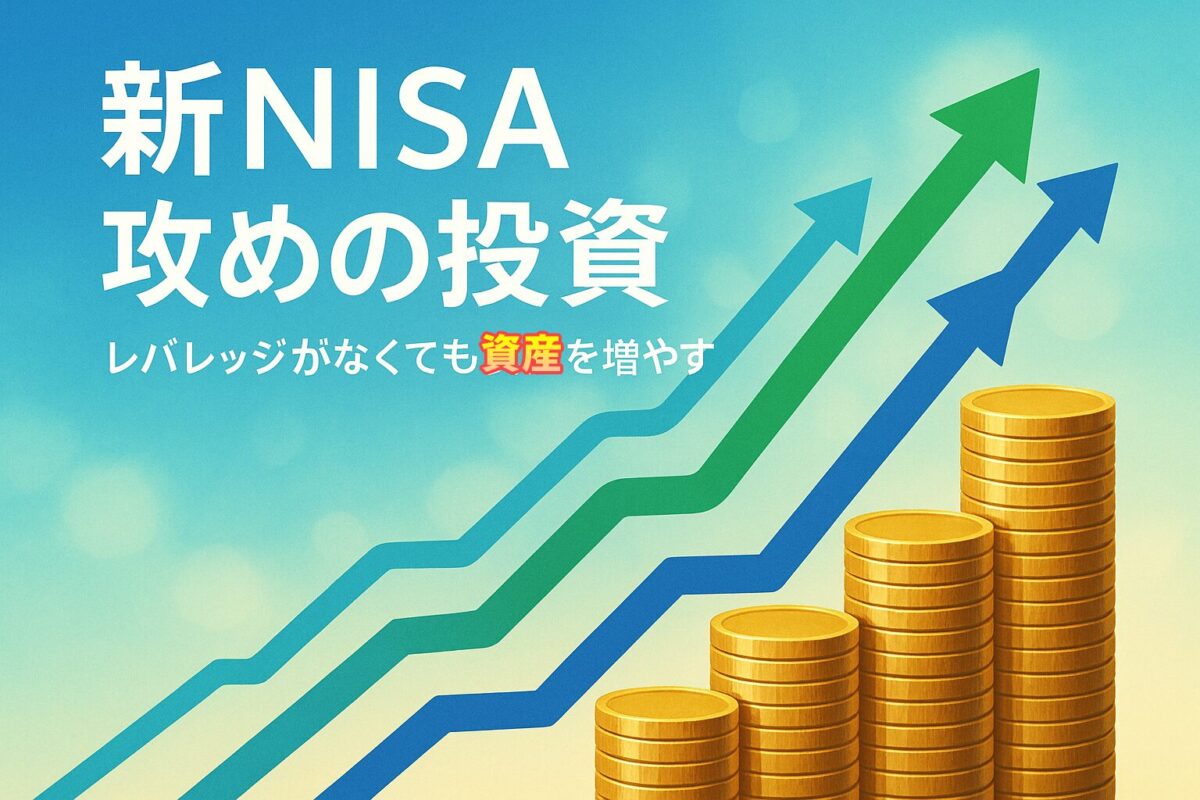 抽象的な右肩上がりのチャートと積み重なるコインの画像。新nisa レバレッジ 投資信託の代替戦略による資産形成と成長の可能性を象徴する一枚。