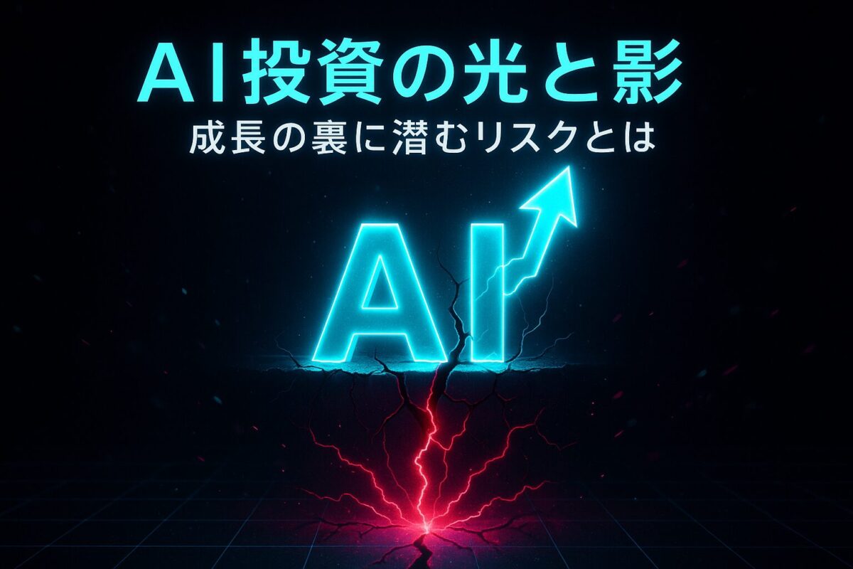 青い上昇グラフを赤い下降矢印が突き破っているイラスト。この記事のテーマである「オラクル 株価 決算 急落」の謎と衝撃を象徴する一枚。