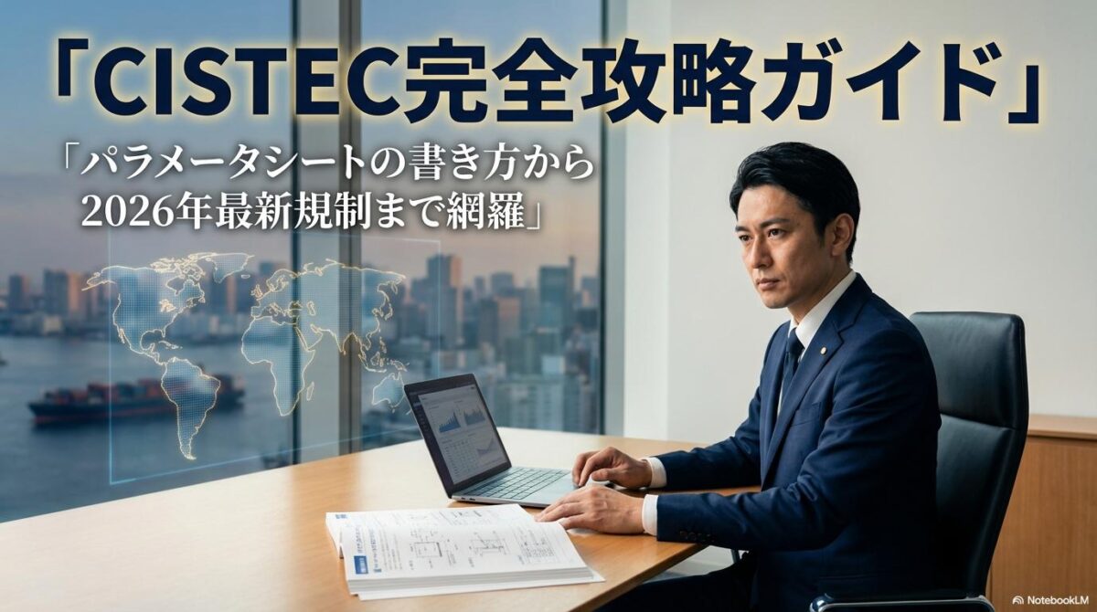 オフィスで真剣に書類を確認するビジネスパーソン。この記事のテーマである「cistec」の実務活用法と輸出管理の重要性を象徴する一枚。