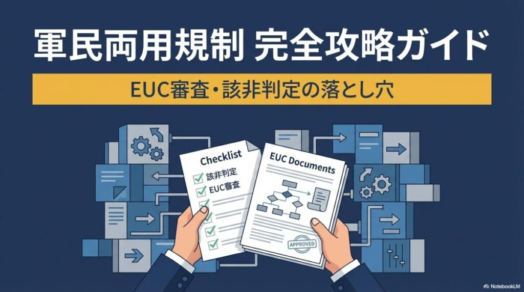 規制対応のチェックリストと書類を確認するビジネスシーン。この記事のテーマである「実務対応マニュアル」としての有用性と信頼性を象徴する一枚。