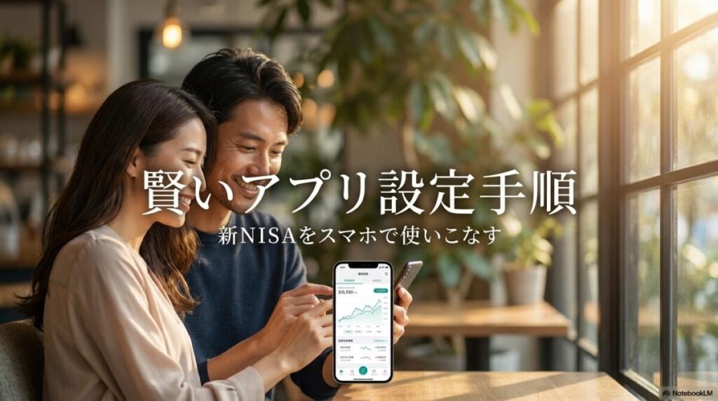カフェで落ち着いてスマホアプリを操作する人物の実写画像。この記事のテーマである「成長投資枠 買い方 アプリ」をマスターし、自信を持って資産運用を楽しむライフスタイルを象徴する一枚。