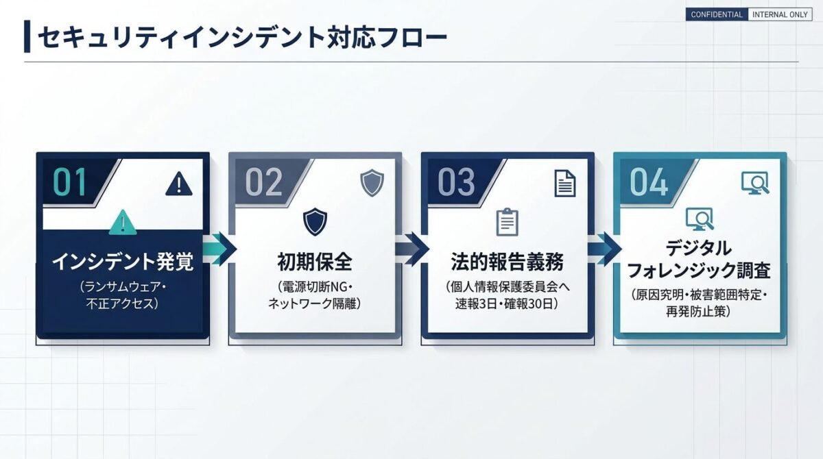 セキュリティインシデント対応フローとデジタルフォレンジック調査の必要性
