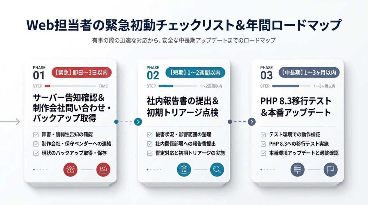 Web担当者の緊急初動チェックリスト＆年間ロードマップ