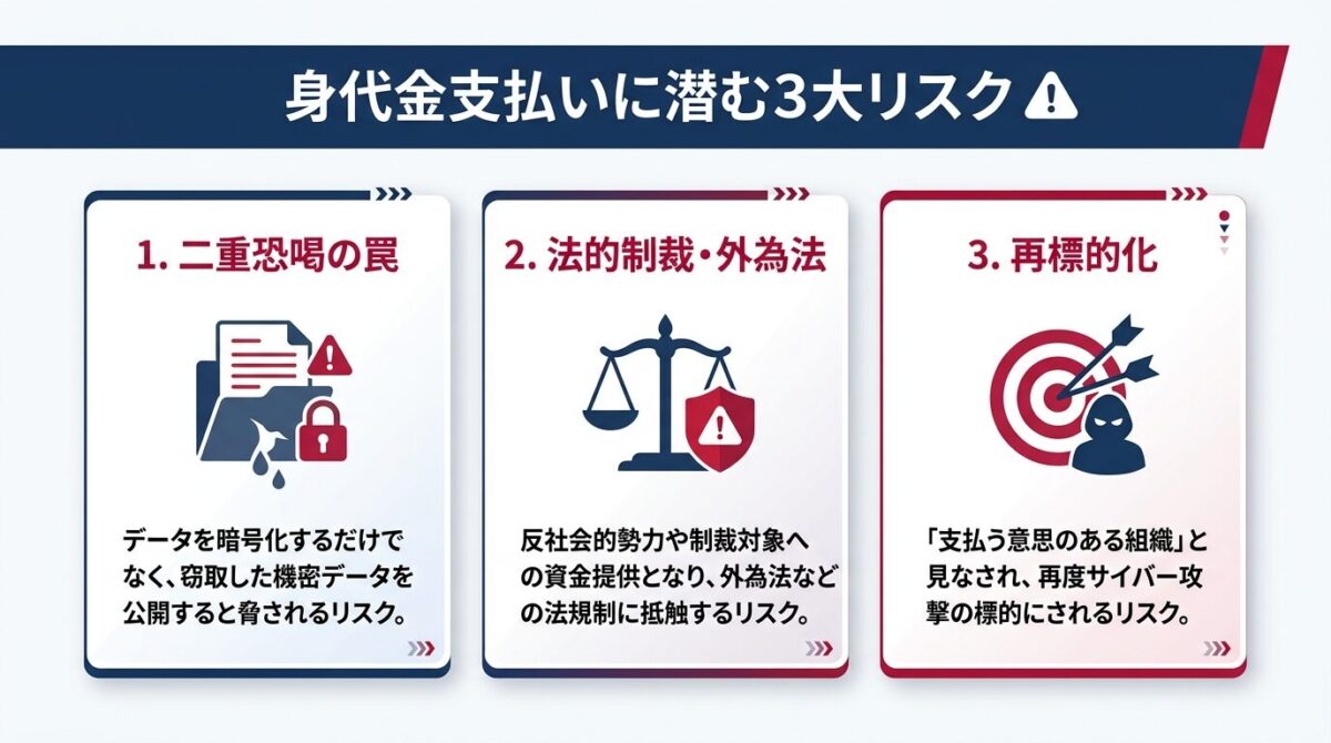 身代金支払いに潜む3大リスク（二重恐喝・OFAC/外為法制裁・再標的化）