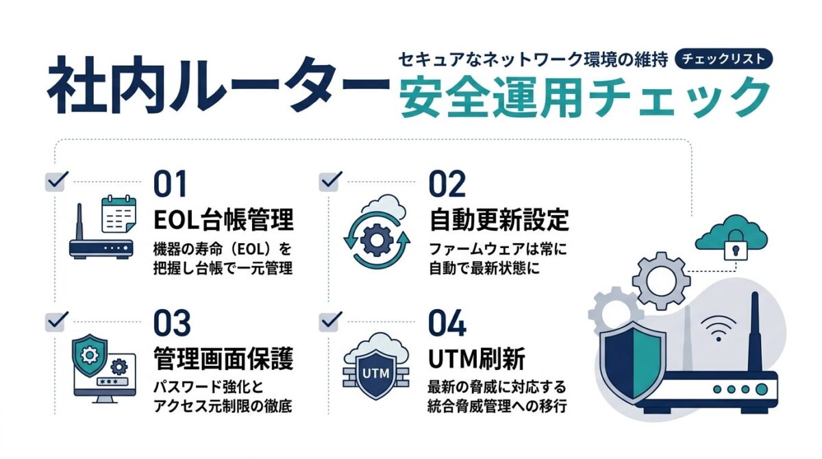 社内ルーター安全運用チェックリストと定期刷新