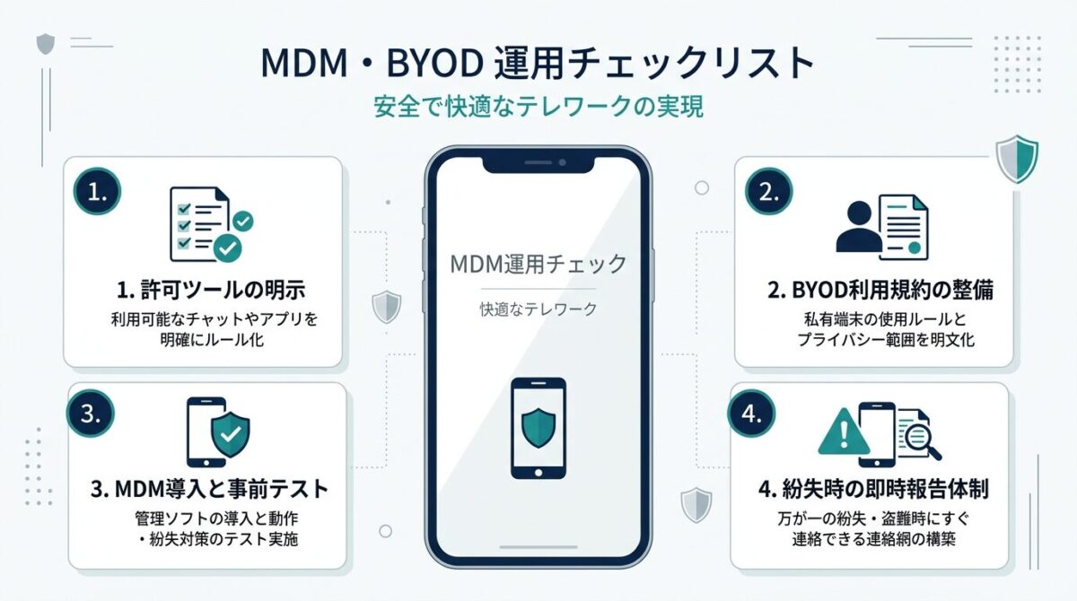 MDM・BYOD安全運用チェックリストとモバイルワーク定着