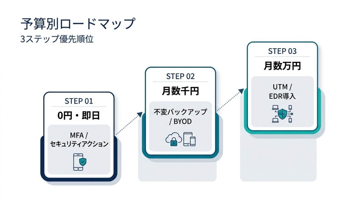 予算別セキュリティ優先順位3ステップロードマップ