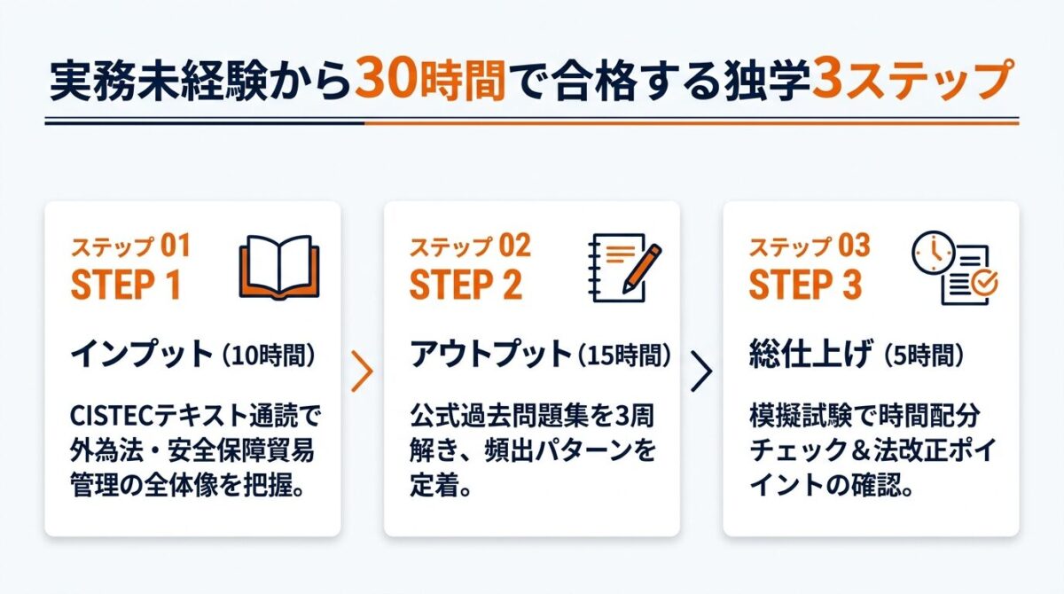 実務未経験から30時間で合格する独学3ステップ